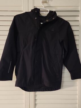 Kids Black Raincoat Hooded Waterproof Jacket